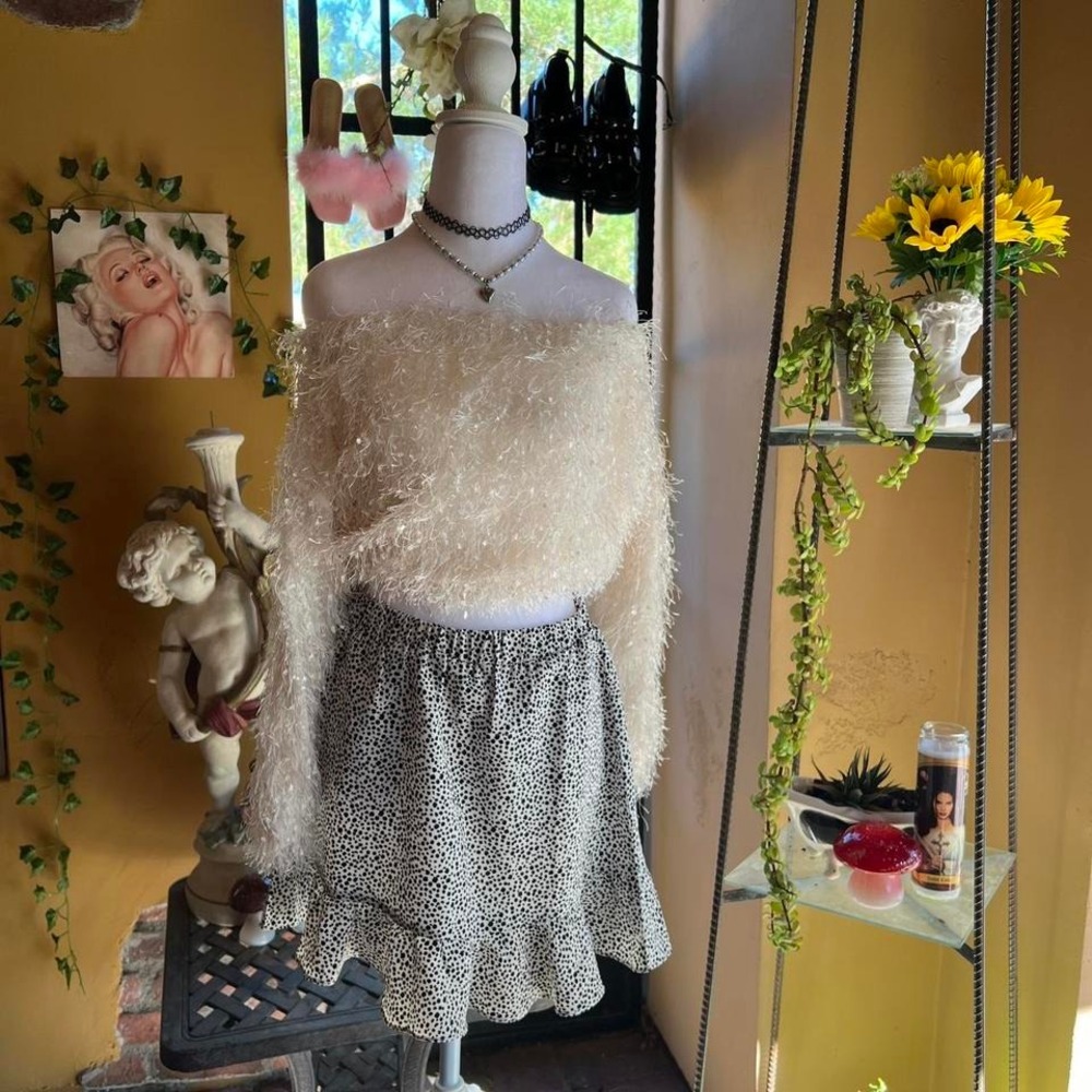 leopard print ruffle mini skirt